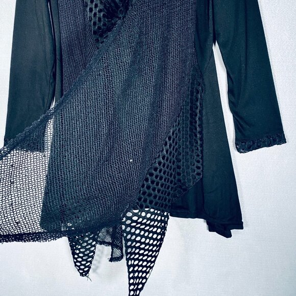 Pretty Angel Dress Womens L Black Floral Embroidered Layered Whimsy Goth Sequins - Picture 3 of 16